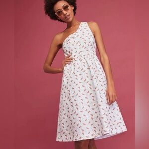 ANTHROPOLOGIE HD Paris Parkbound One Shoulder‎ Dress Watermelon $158